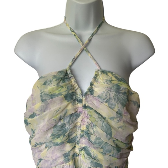 Lulu's Effortlessly Abloom Green Multi Floral Halter Maxi Dress Excellent Size M - Picture 6 of 11